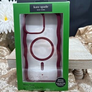 Kate Spade Burgundy Wavy iPhone 16 Pro Max Case